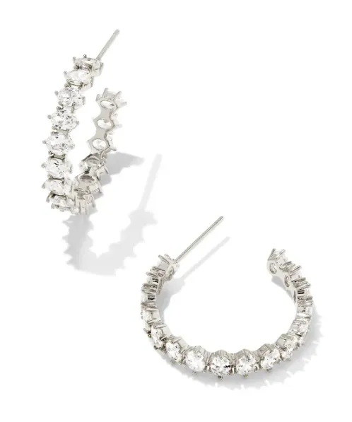 Kendra Scott Cailin Crystal Hoop Earrings - Gold OR Silver