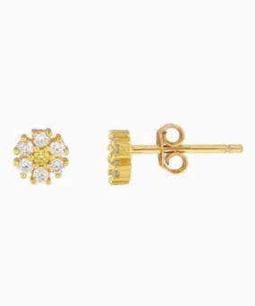 Kris Nations Daisy Crystal Stud Earrings - Gold