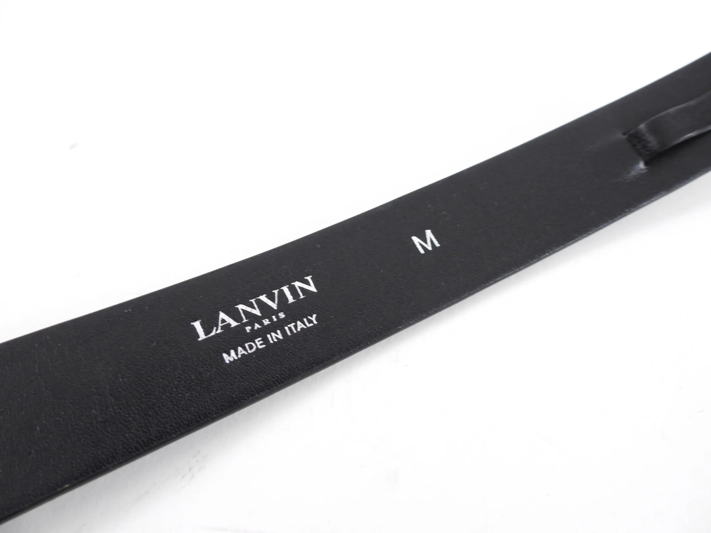 Lanvin Black Leather Belt with Blue Jewel Detail - M