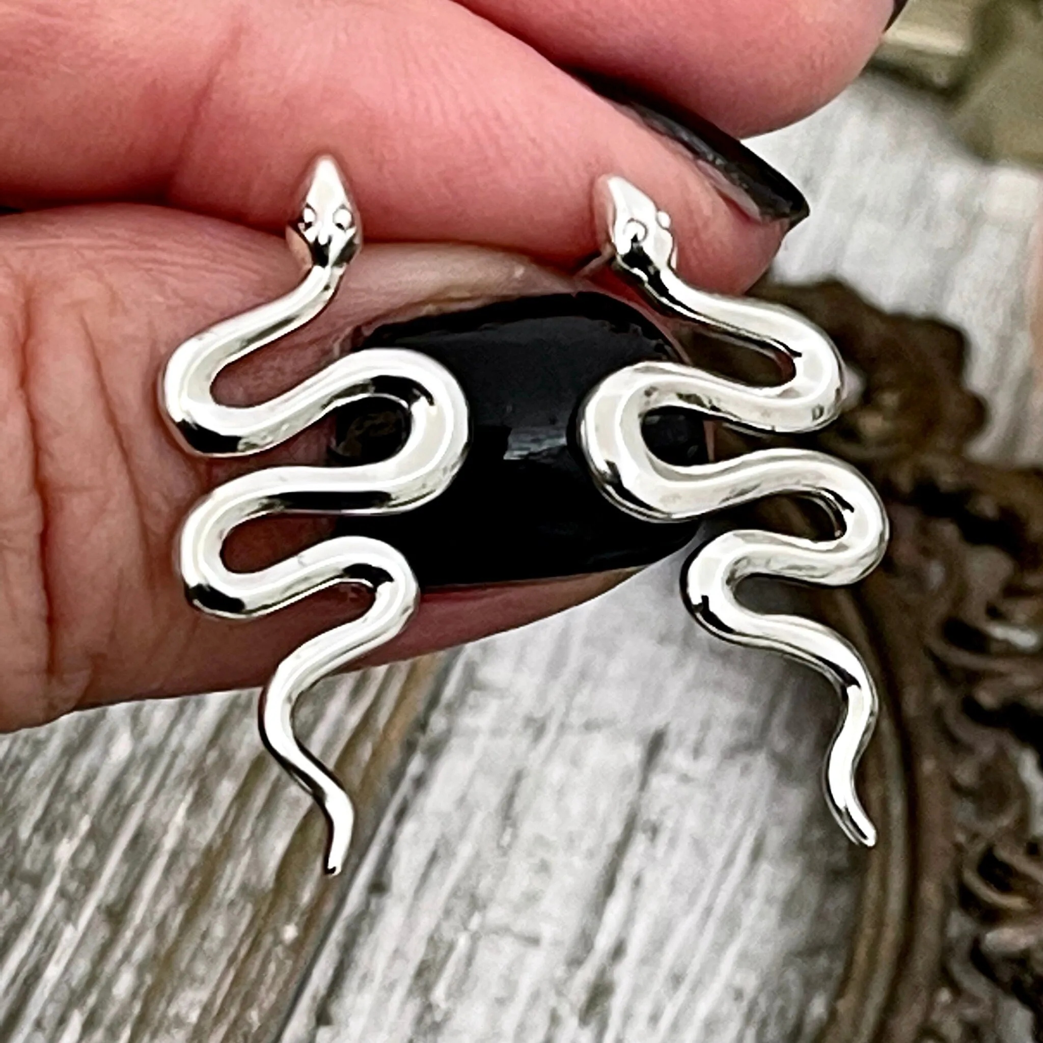 Large Sterling Silver Snake Stud Earrings 28x12mm  / Sterling Silver Stud Earrings