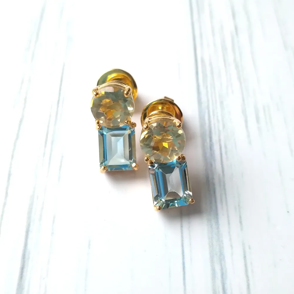 Lemon Quartz & Blue Topaz Separates Earrings