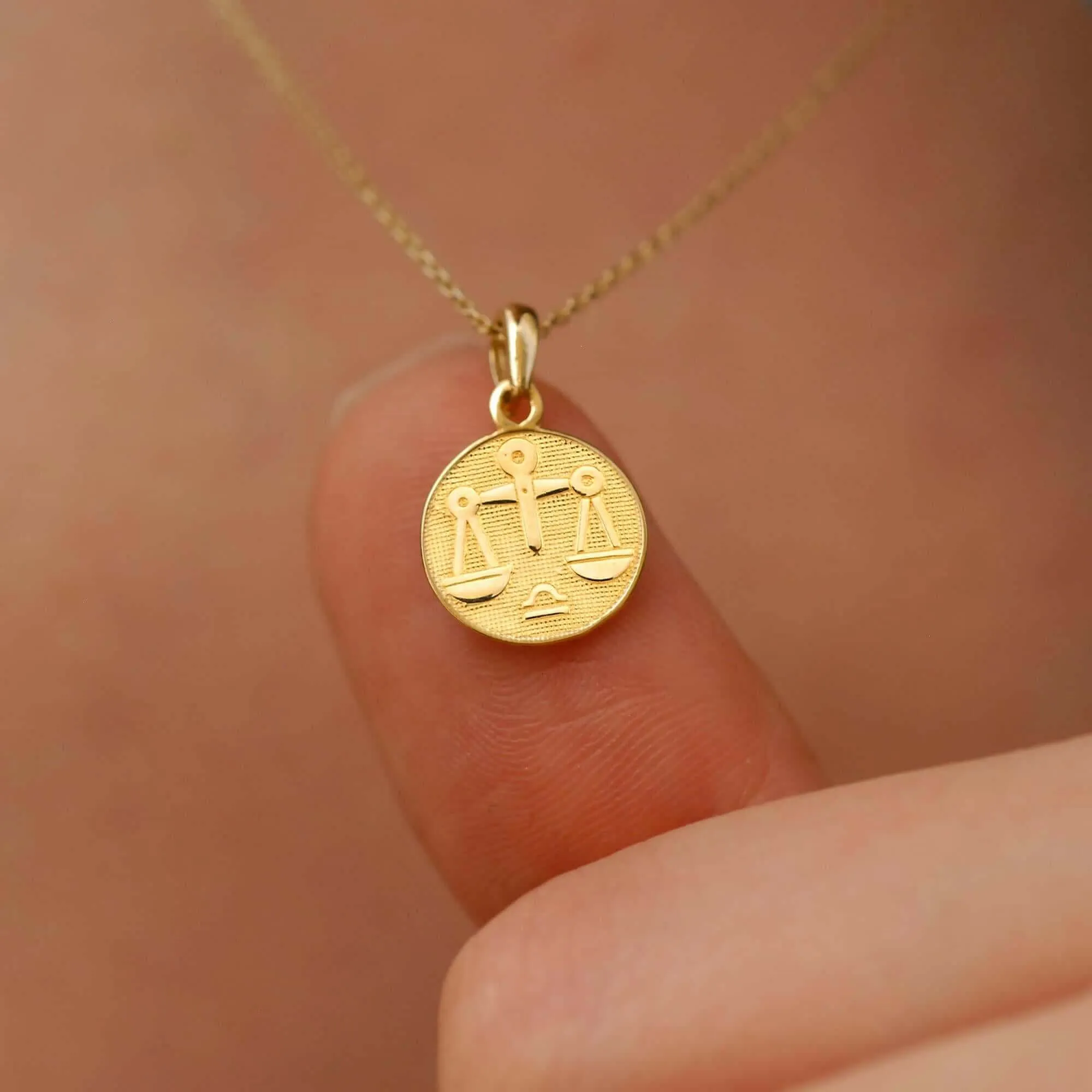 Libra Zodiac Necklace | 14K Solid Gold