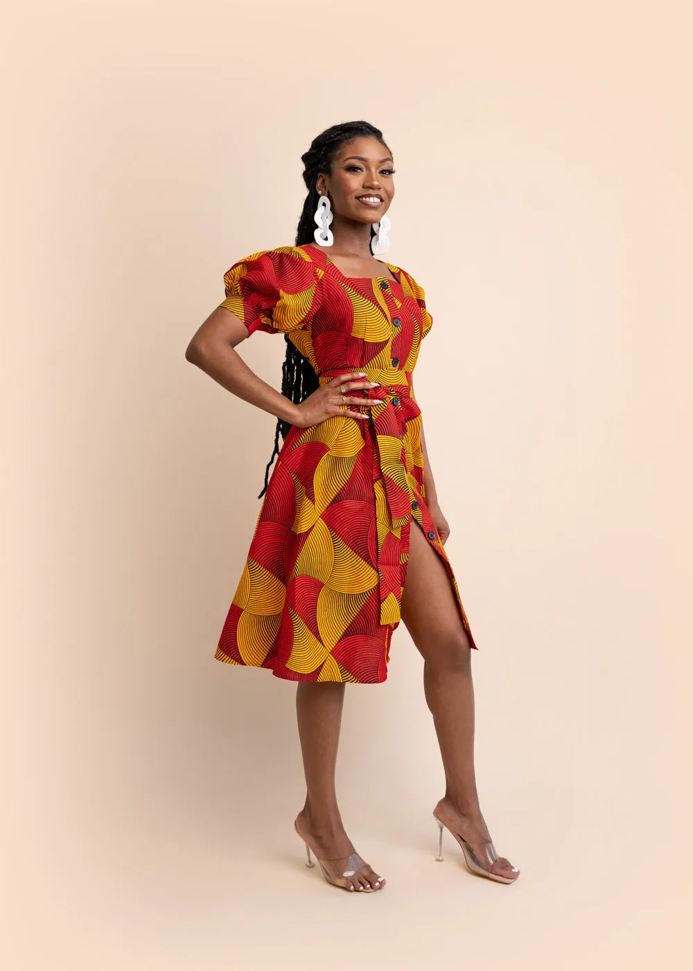 Marina African Print Midi Dress