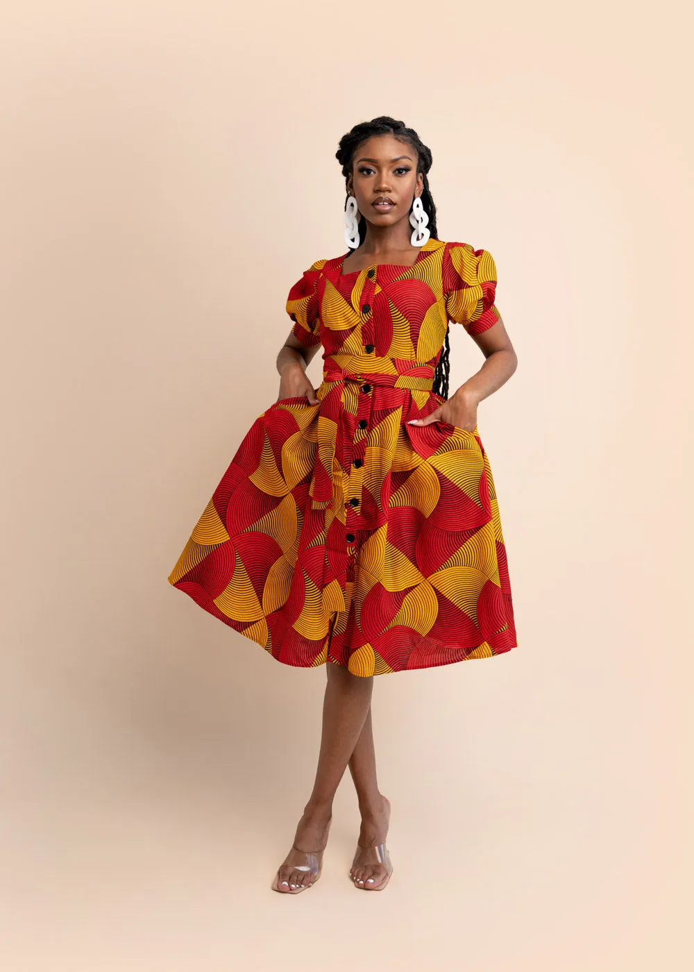 Marina African Print Midi Dress