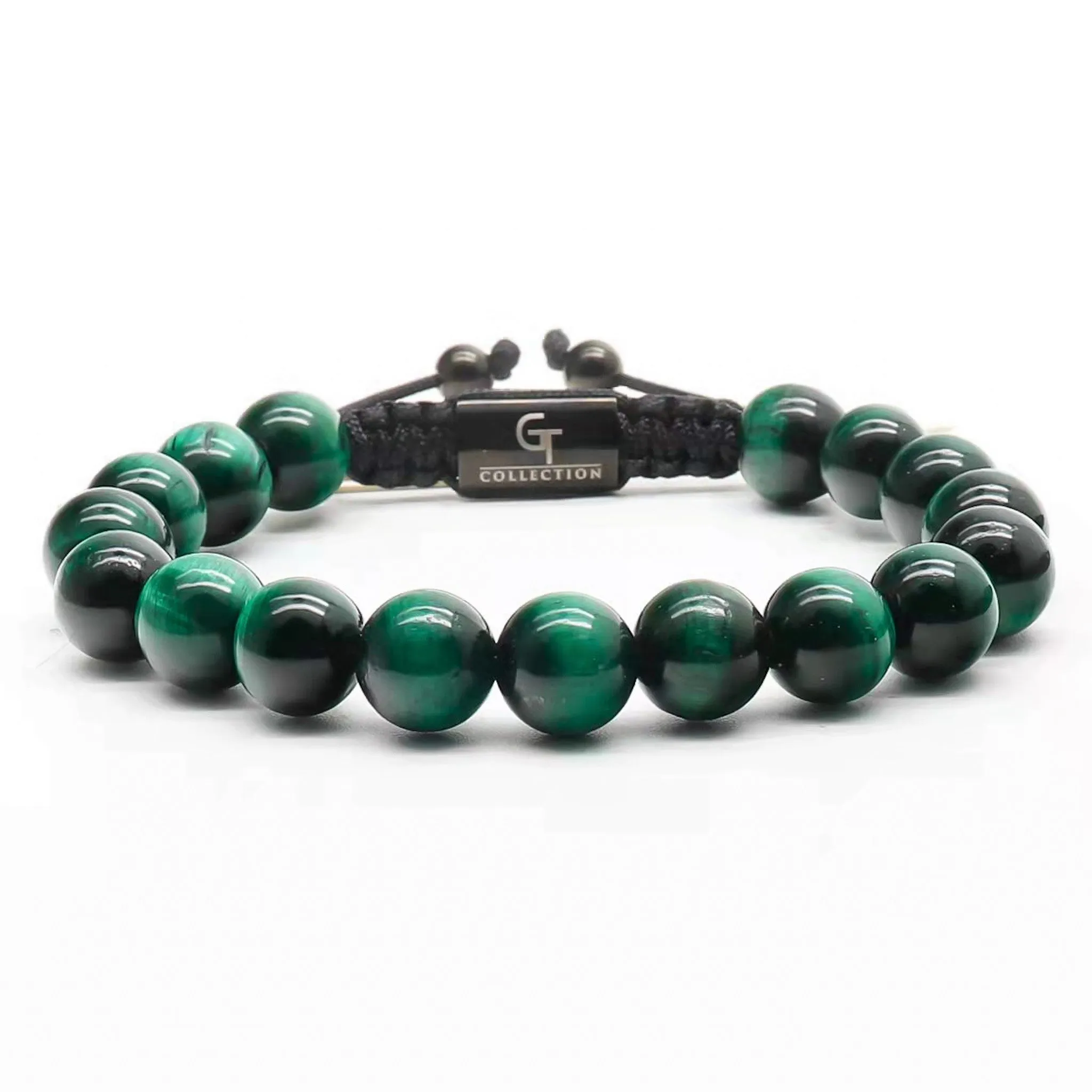 Men's GREEN TIGER EYE Beaded Bracelet - One Size Fits All