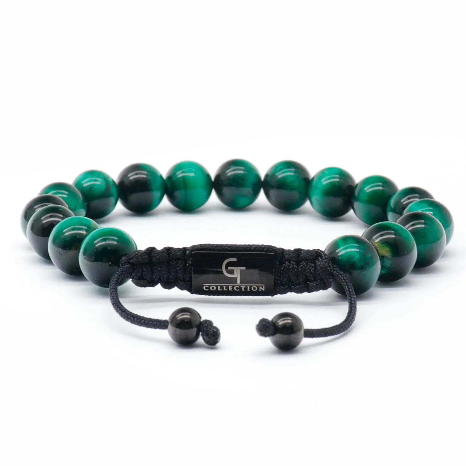 Men's GREEN TIGER EYE Beaded Bracelet - One Size Fits All