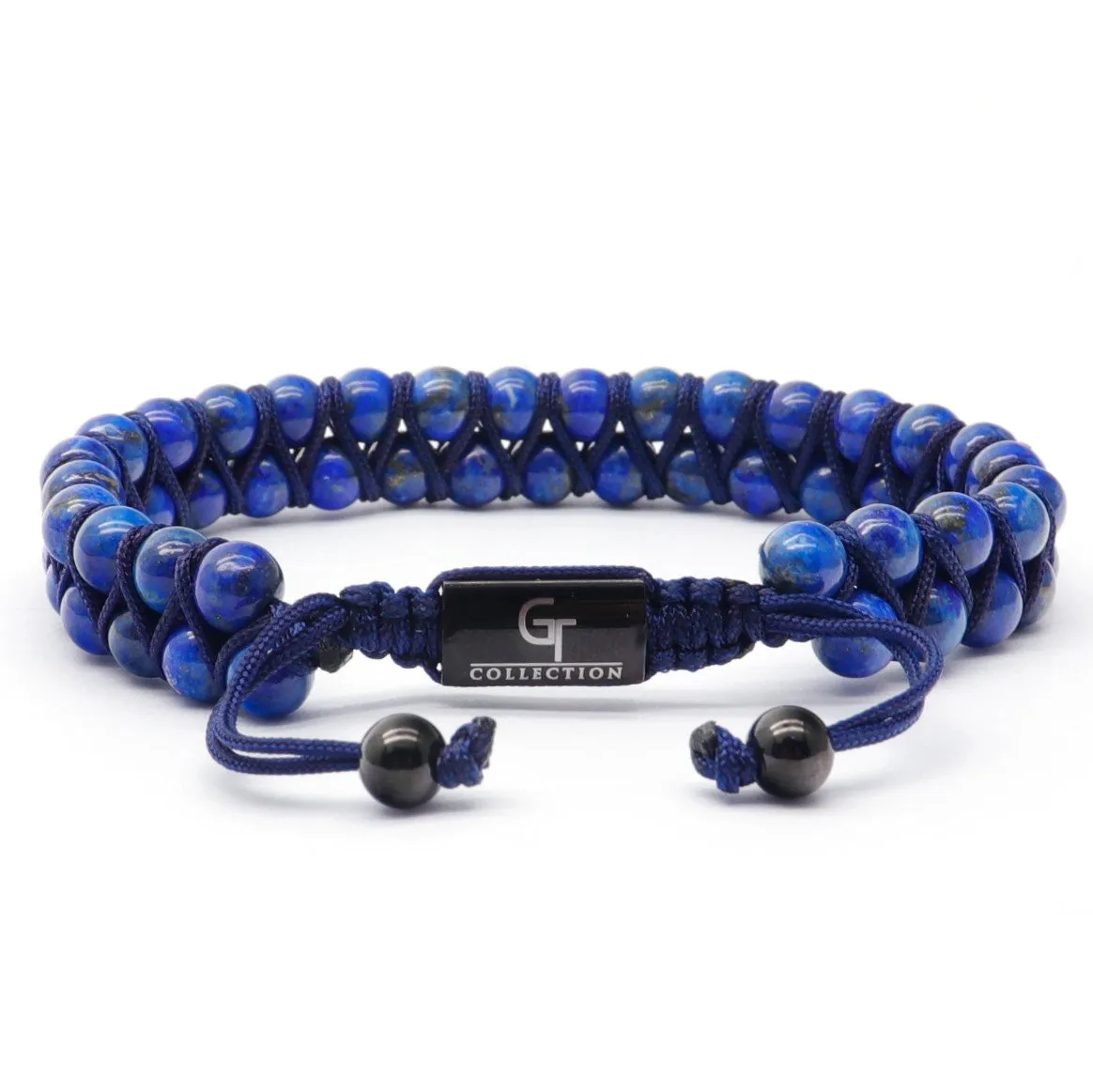 Men's LAPIS LAZULI Double Bead Bracelet - One Size Fits All