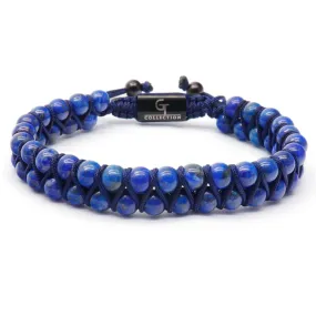 Men's LAPIS LAZULI Double Bead Bracelet - One Size Fits All