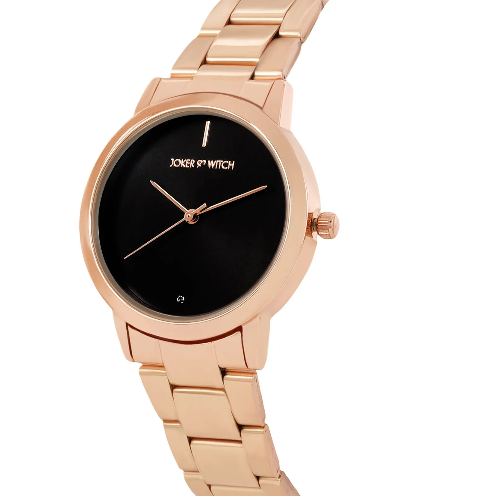 Midnight Black Dial Rosegold Metallic Strap Watch