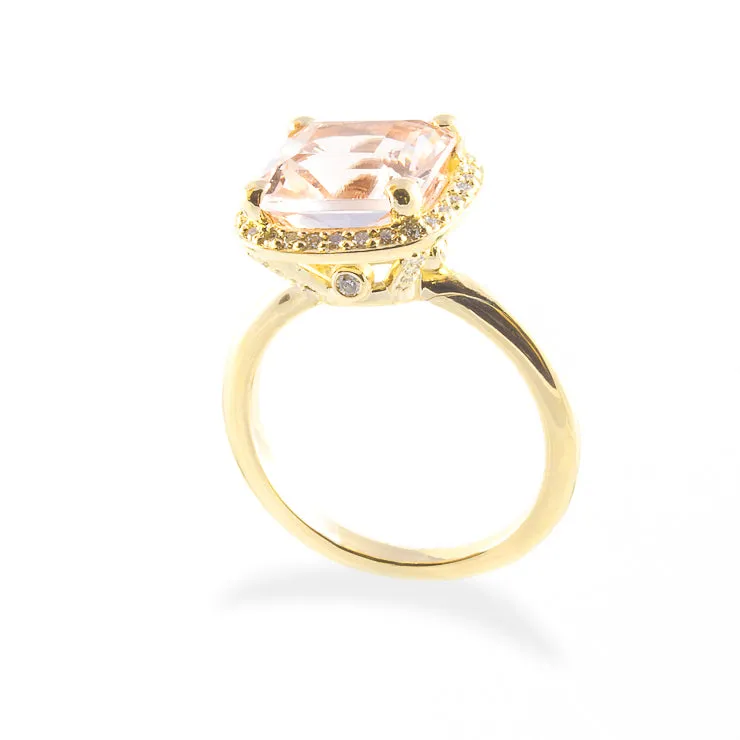 Morganite and Diamond Halo Engagement Ring Setting