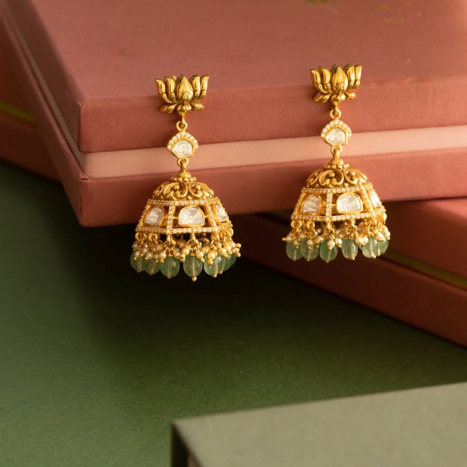 Nalini Moissanite Silver Jhumki Earrings