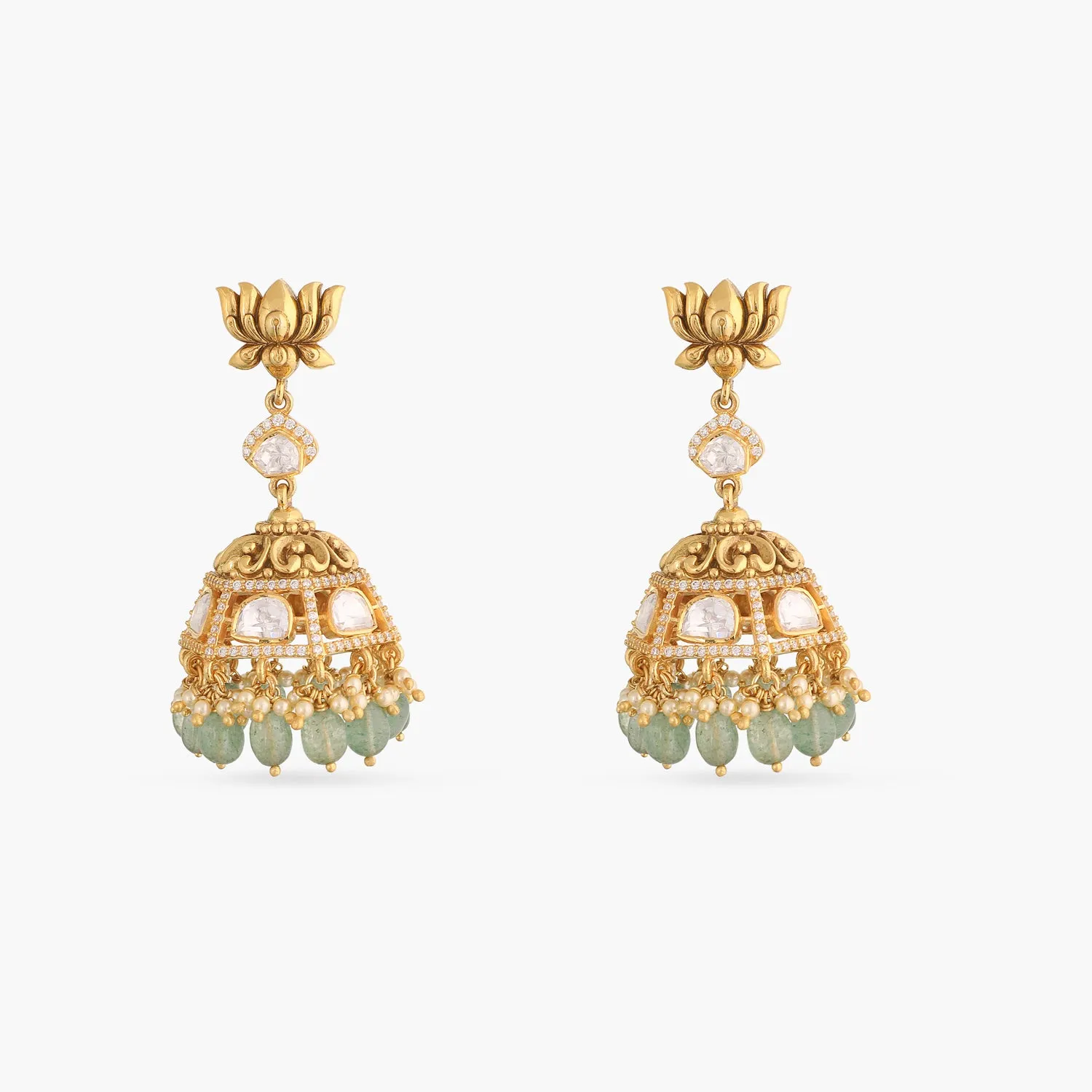 Nalini Moissanite Silver Jhumki Earrings