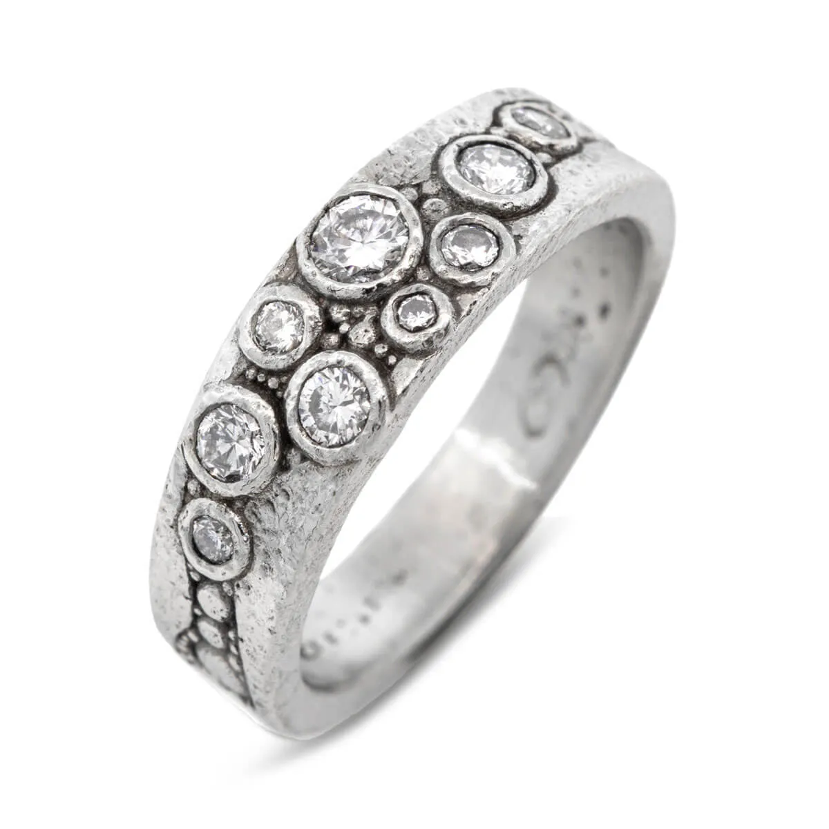 Narrow Diamond River Pebbles Ring in 14k white gold