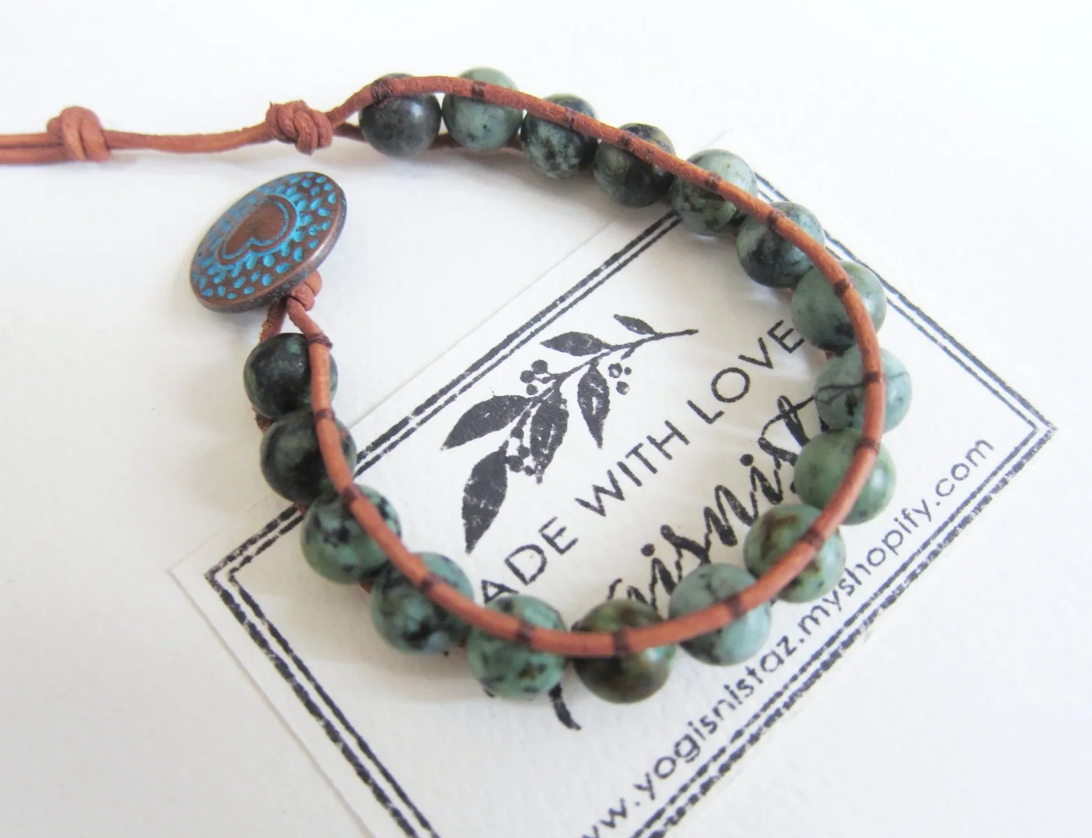 Natural African Turquoise Single Wrap Bracelet