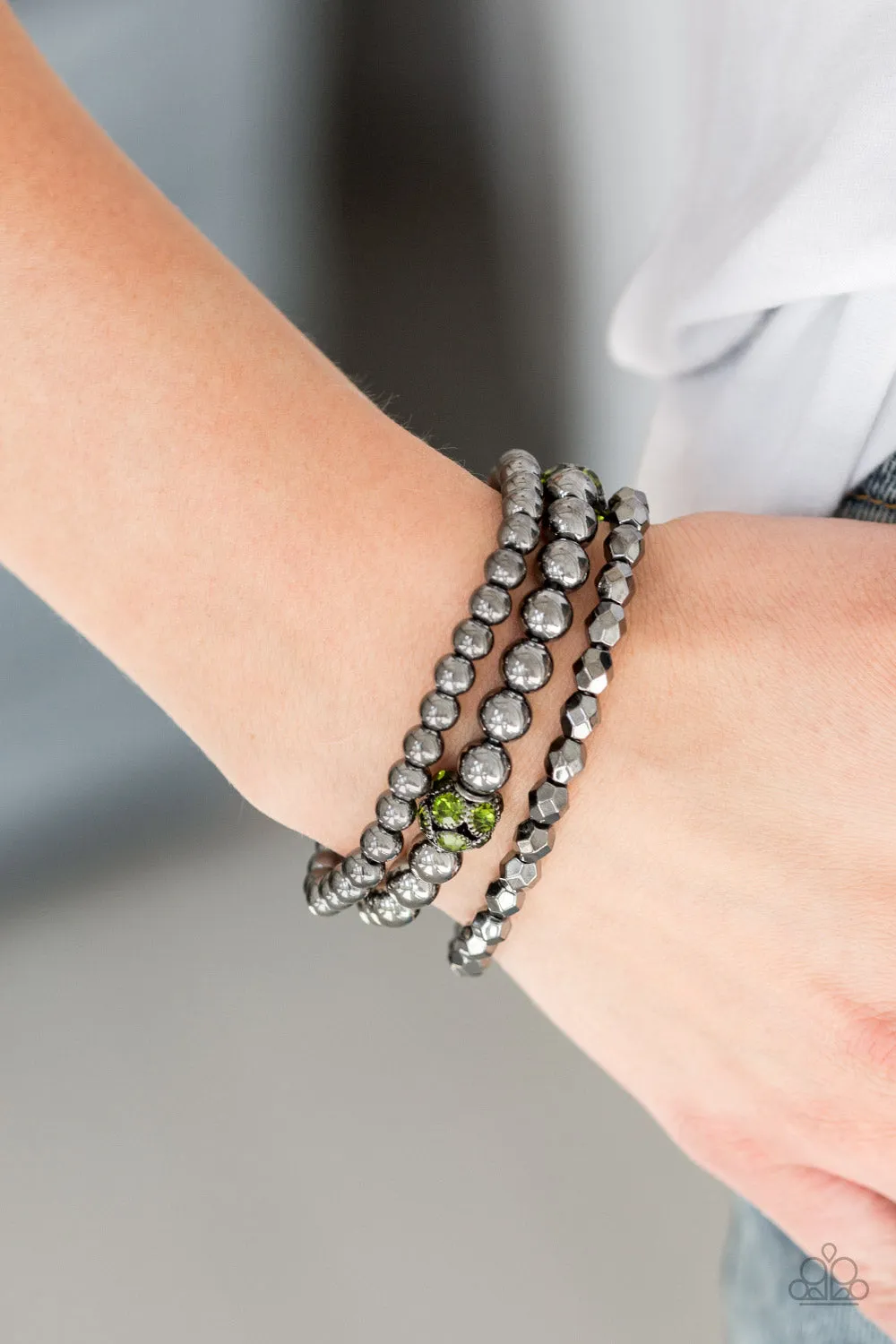 Noticeably Noir - Green Bracelet Paparazzi Accessories