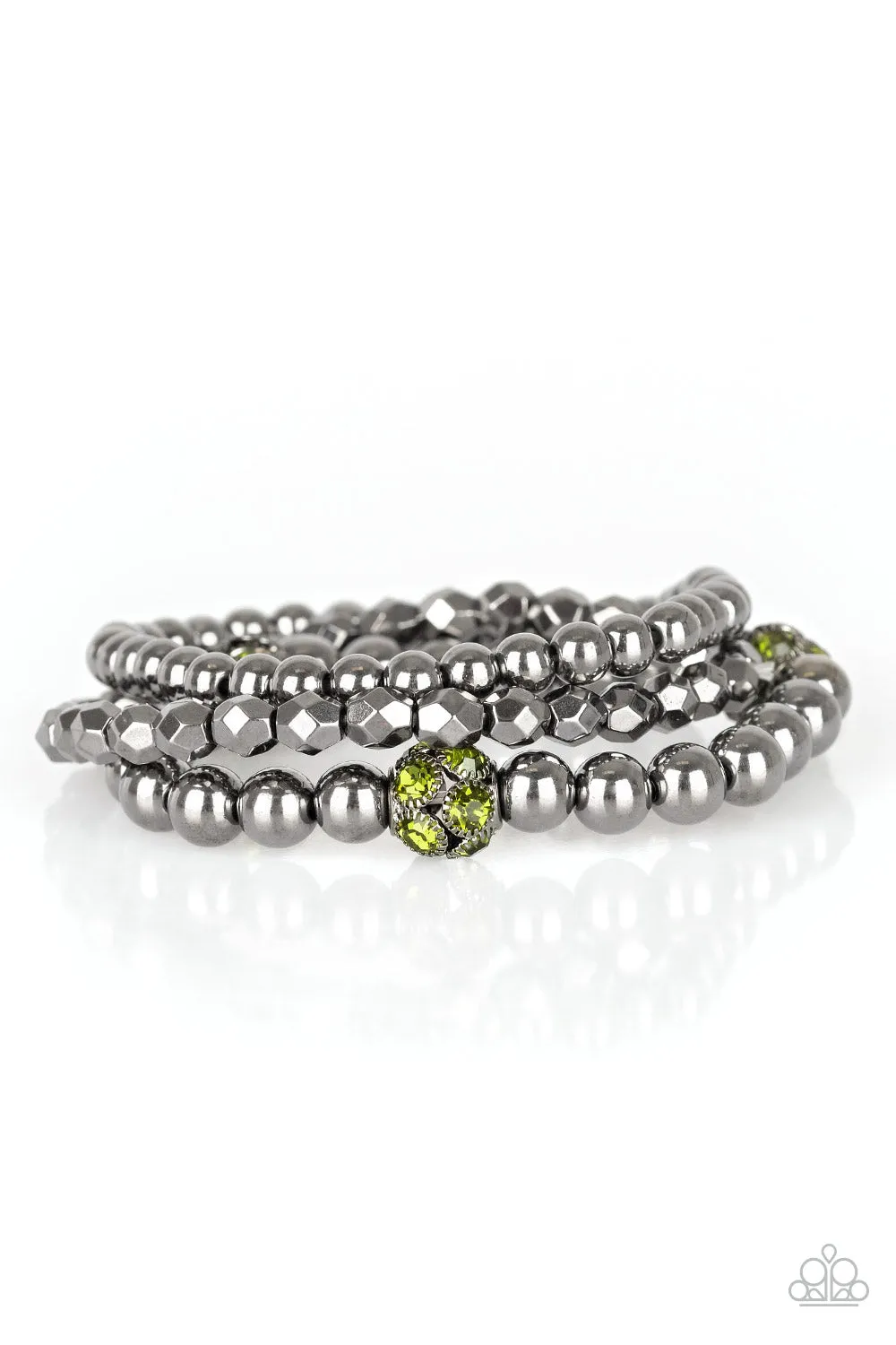 Noticeably Noir - Green Bracelet Paparazzi Accessories