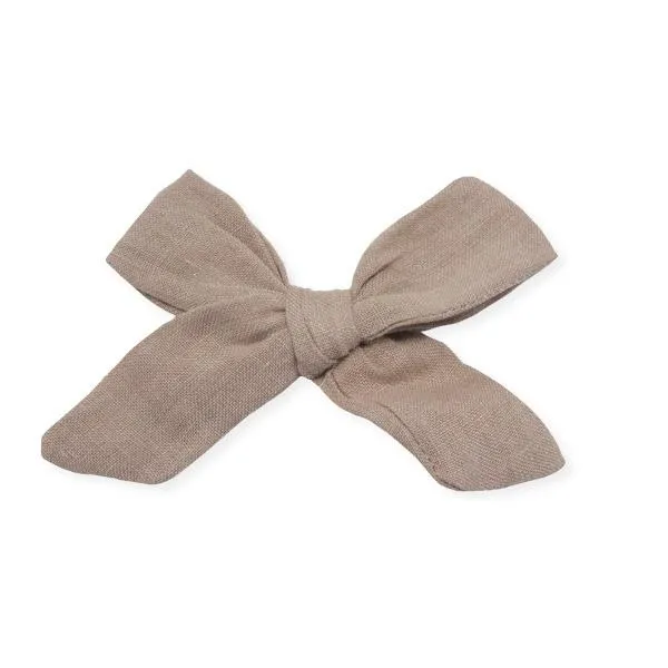 oh baby! School Girl Bow Linen Hair Clip Medium - Rose