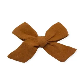 oh baby! School Girl Bow Linen Hair Clip Medium - Rust