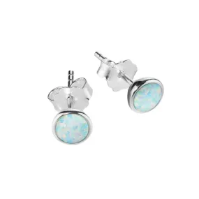 Opal look stud earrings White in Silver