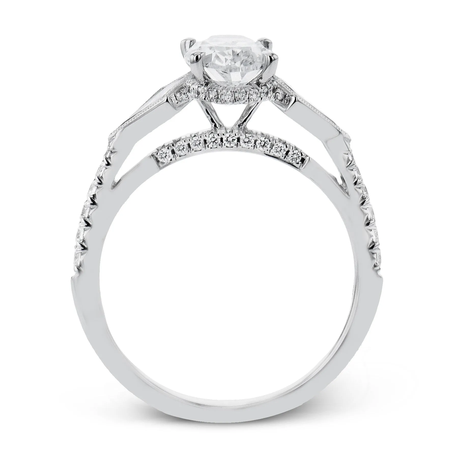 Oval-Cut Three-Stone Engagement Ring In 18k White Gold With Diamonds