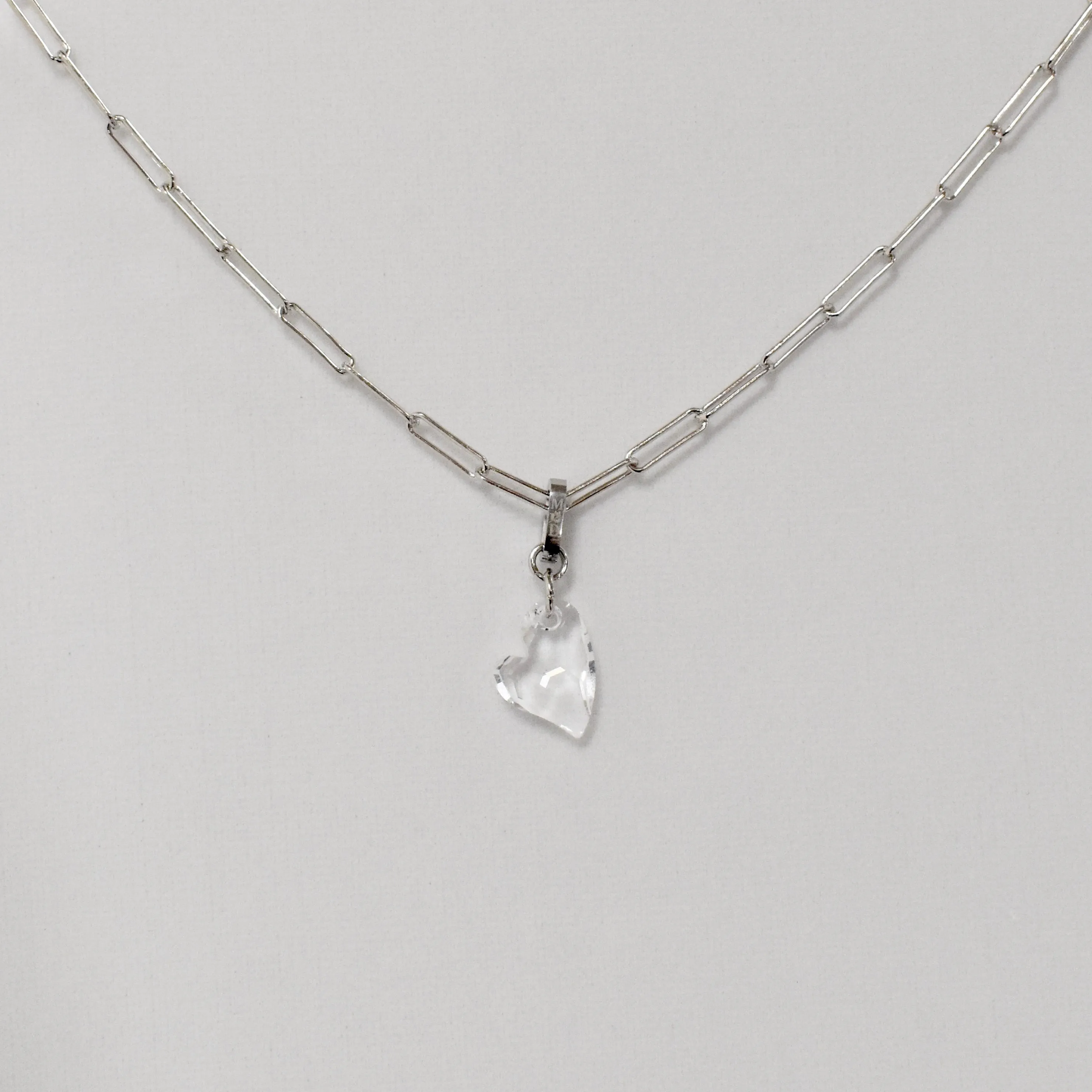 Paperclip Ari Small Cupid Crystal Heart Necklace