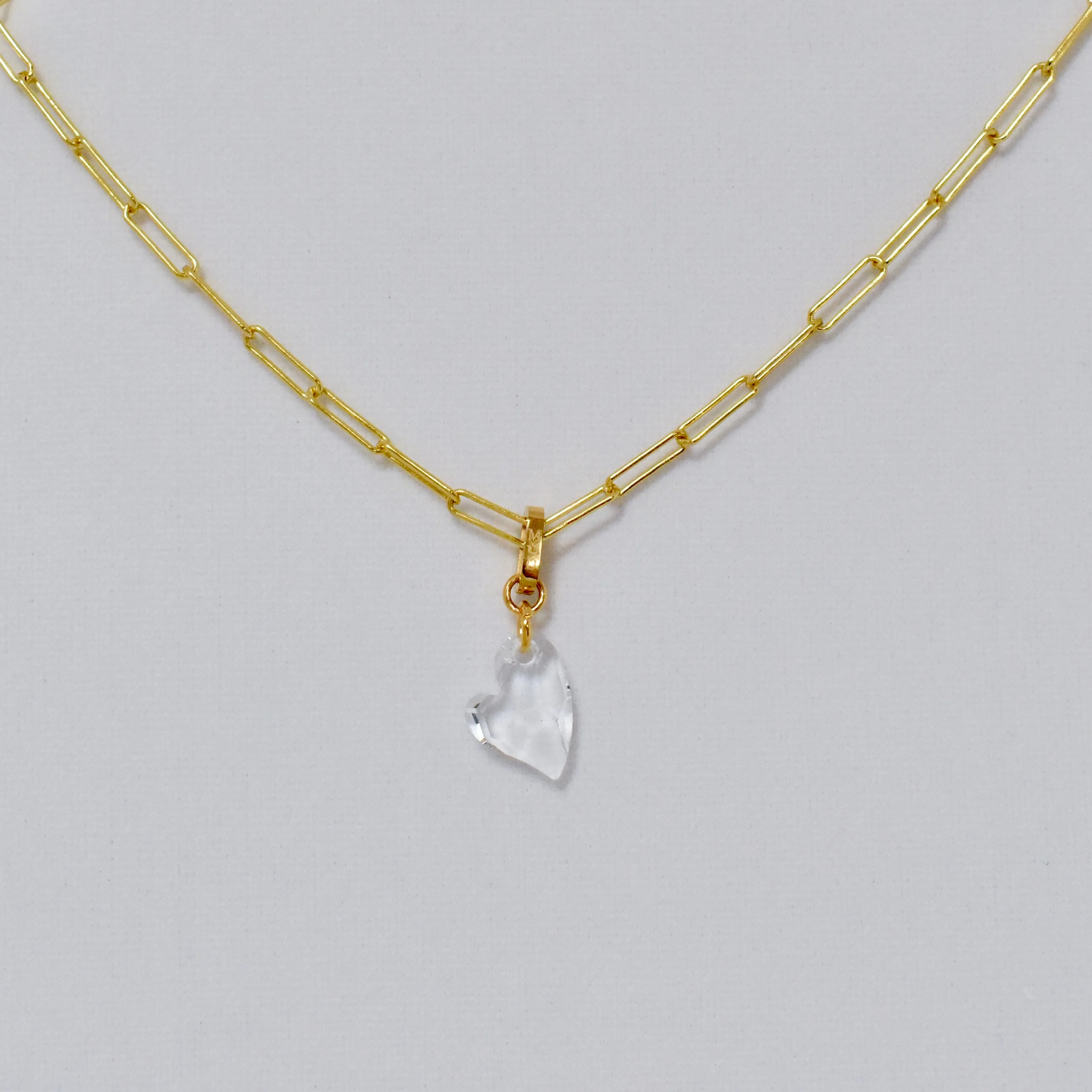 Paperclip Ari Small Cupid Crystal Heart Necklace