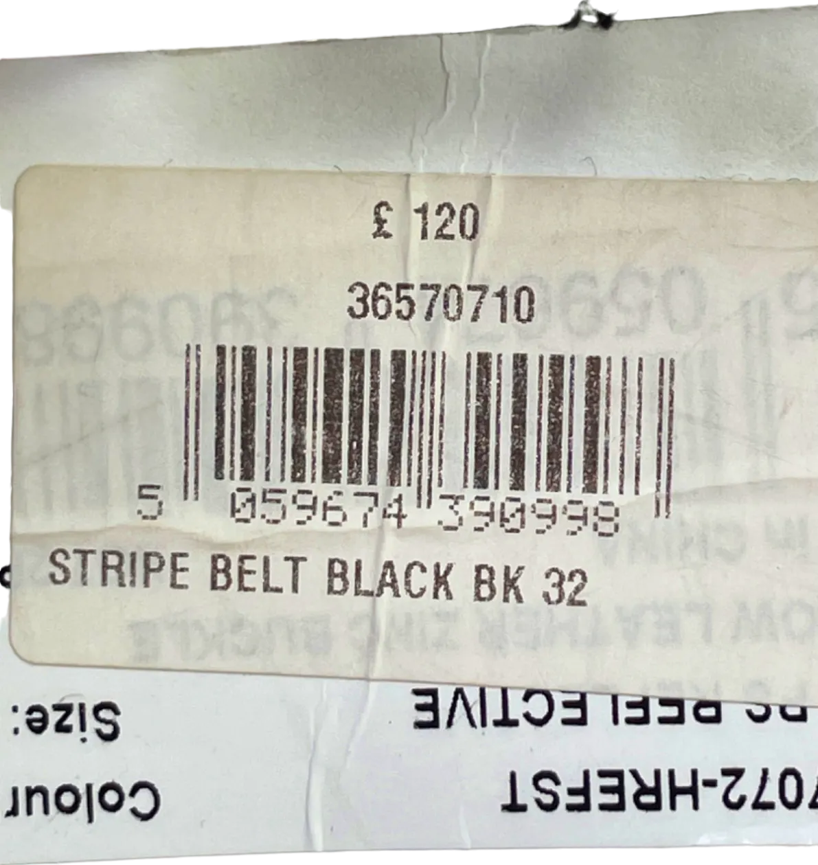 Paul Smith Black Siganture Stripe Leather Belt UK 32"