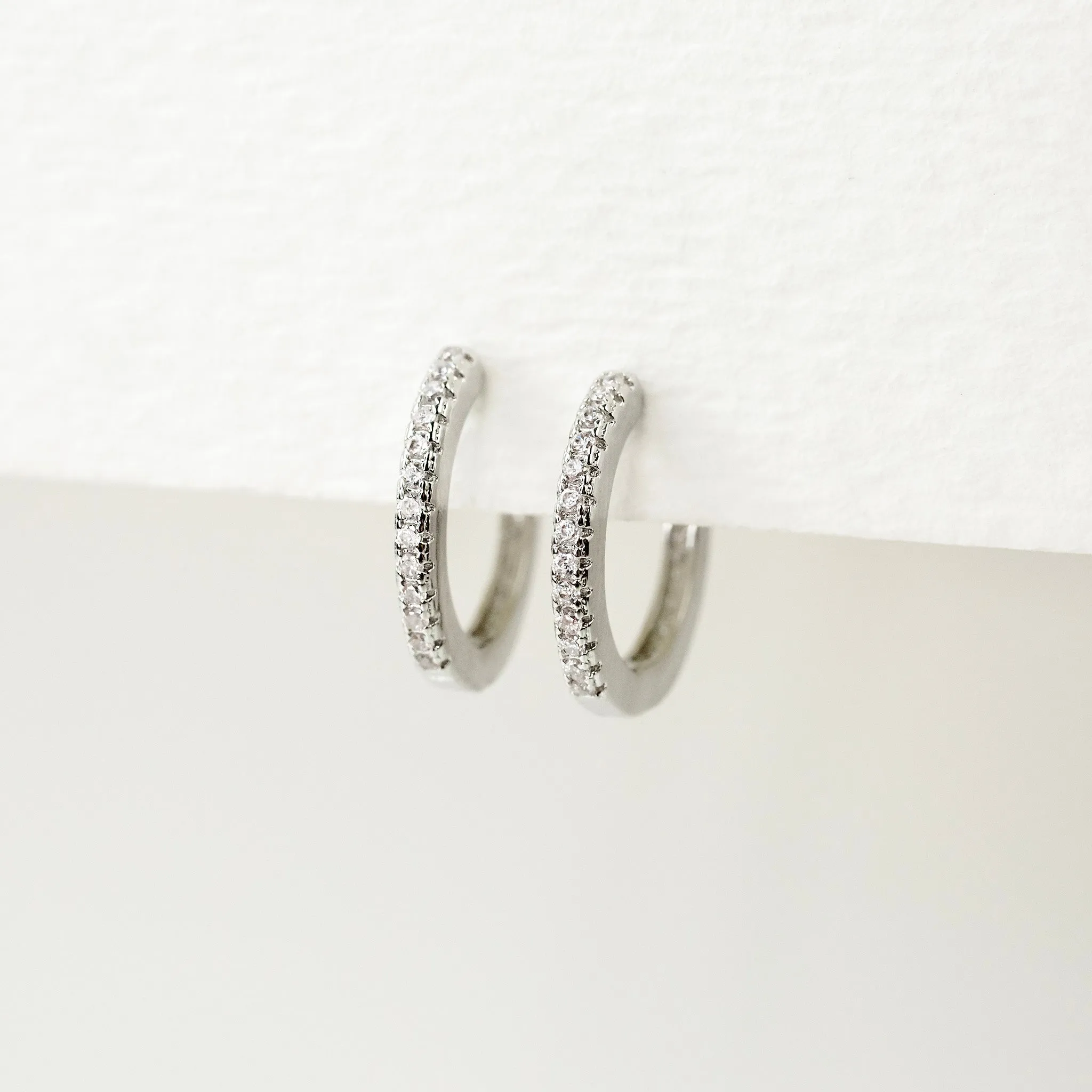 Pavé Eternity Locking Huggie Earrings