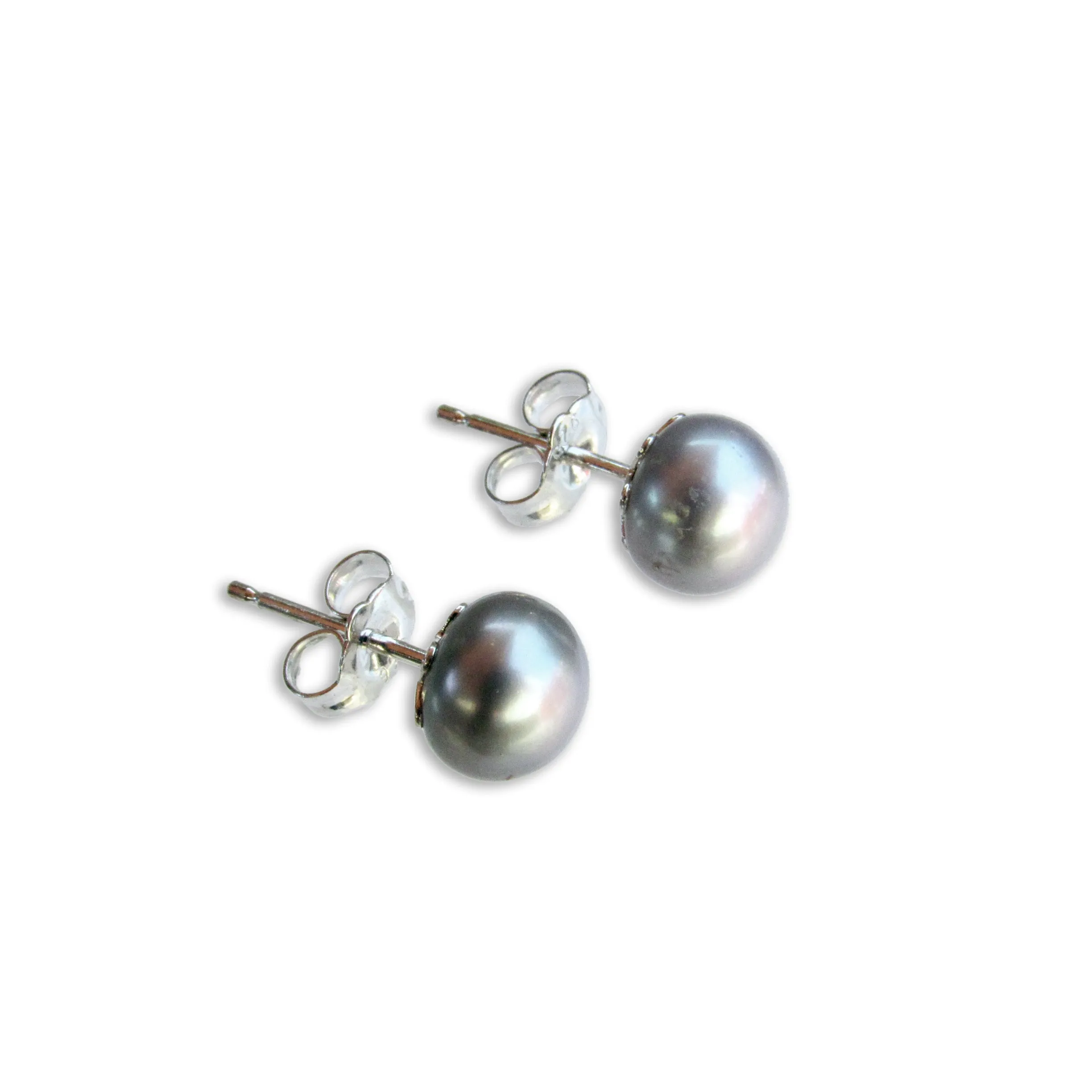 Pearl Stud Earrings on sterling silver