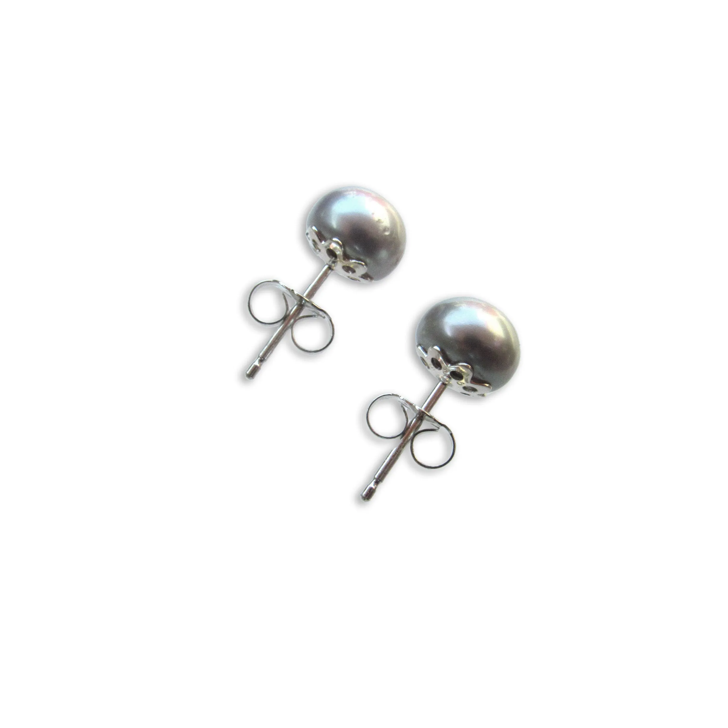 Pearl Stud Earrings on sterling silver