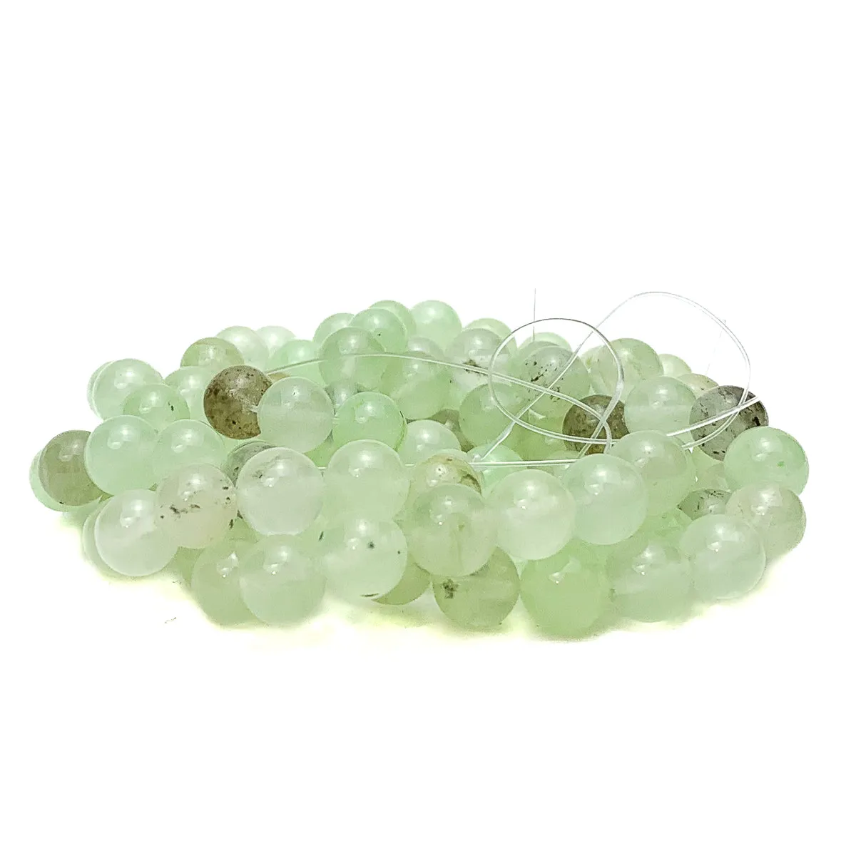 Prehnite Fine 10mm Smooth Rounds Bead Strand