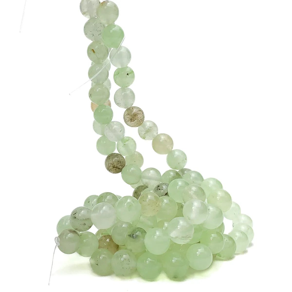 Prehnite Fine 10mm Smooth Rounds Bead Strand