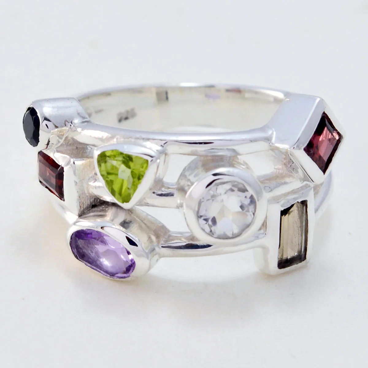 Prettyish Stone Multi Stone Sterling Silver Rings Buy Jewelry Online