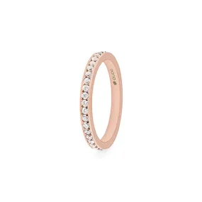 Qudo Rose Gold Crystal Eternity Ring