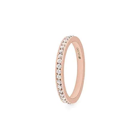 Qudo Rose Gold Crystal Eternity Ring