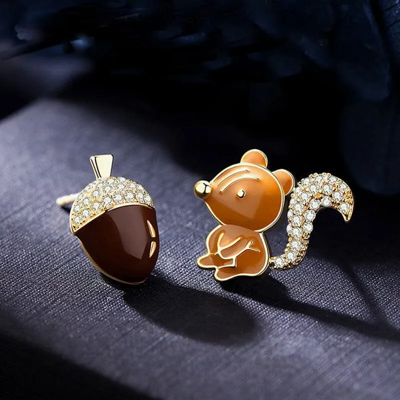 Rabbit, Leaf, Pinecone and Cat Crystal Stud Earrings