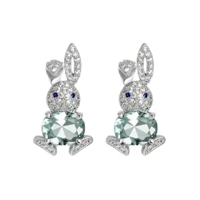 Rabbit, Leaf, Pinecone and Cat Crystal Stud Earrings