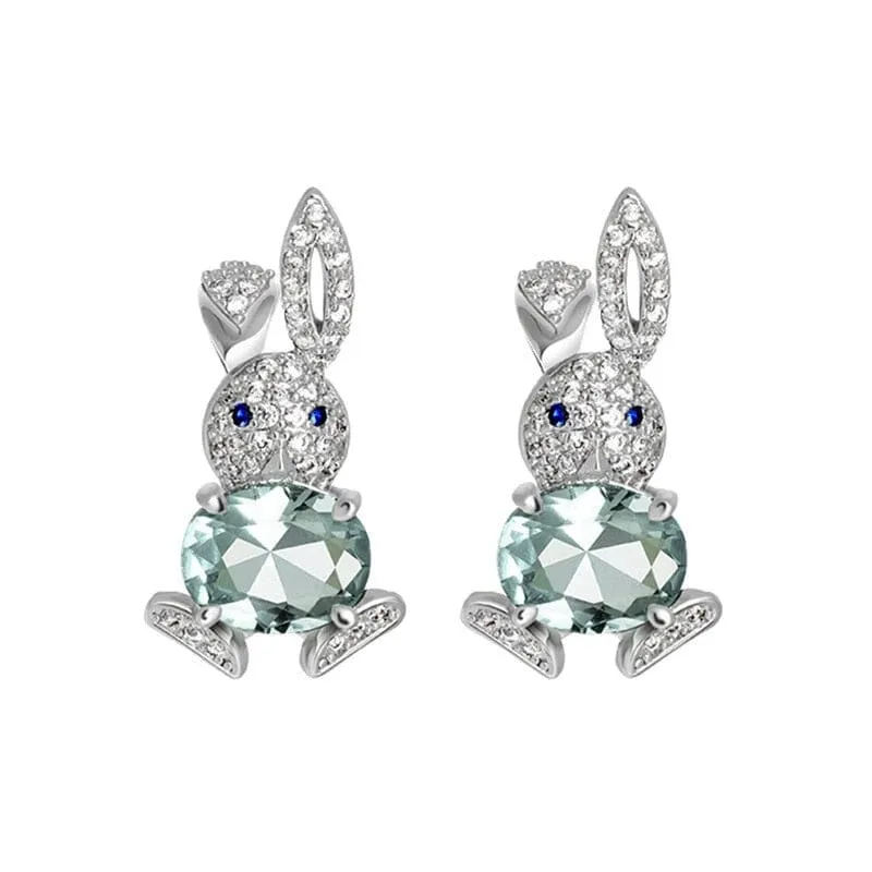 Rabbit, Leaf, Pinecone and Cat Crystal Stud Earrings