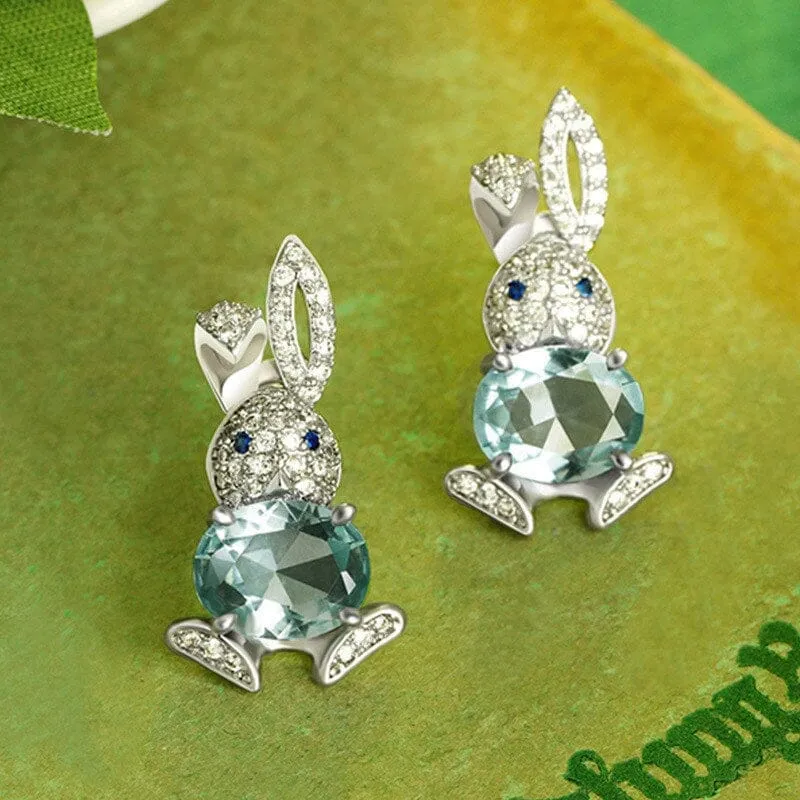 Rabbit, Leaf, Pinecone and Cat Crystal Stud Earrings