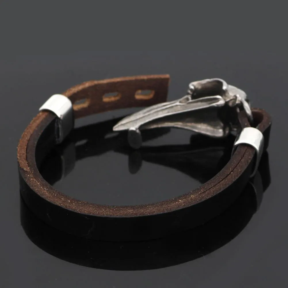 Raven Skull Leather Bracelet