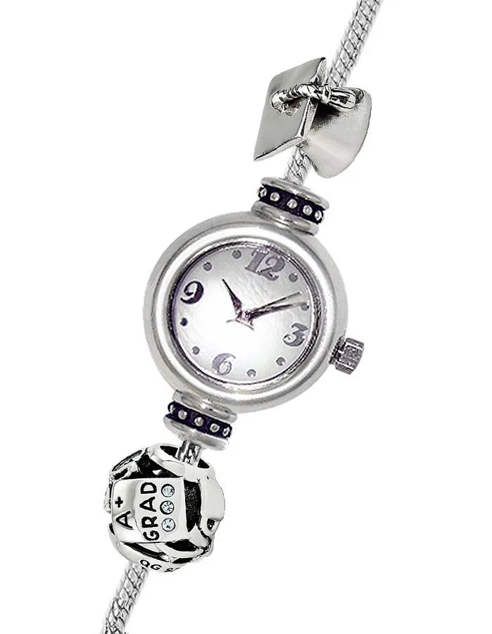 Reflection Beads Sterling Silver Watch - Graduation Gift Set - Mother of Pearl