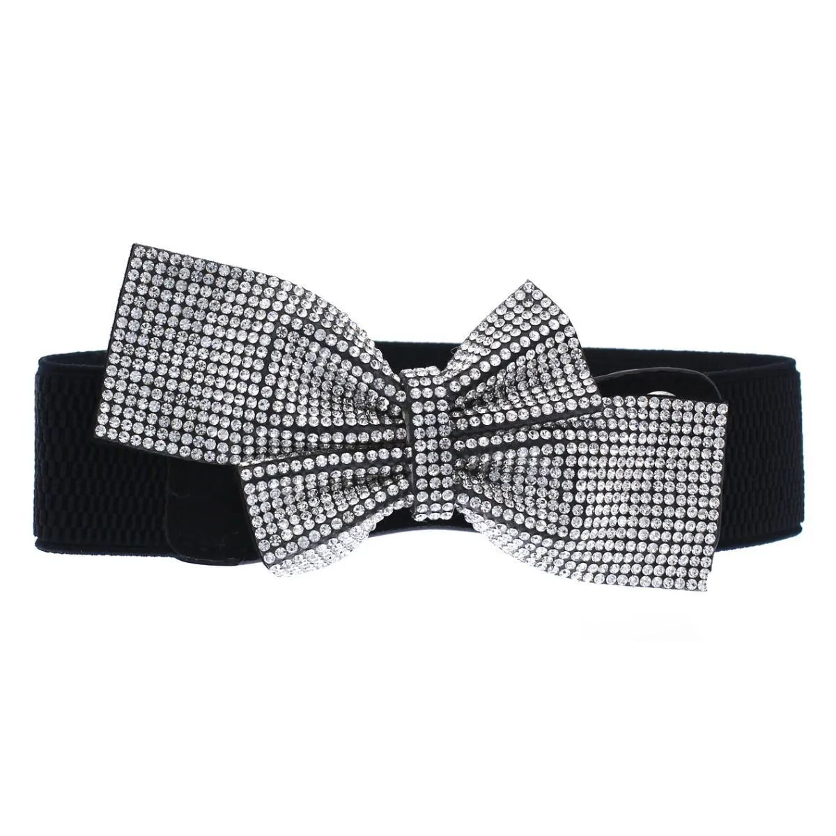 Rhinestone Double Bow Stretch Belt