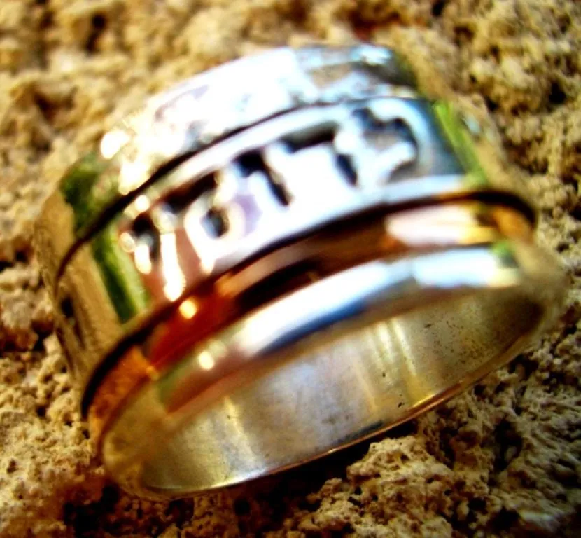 Ring for woman, silver gold spinner ring, Meditation Ring