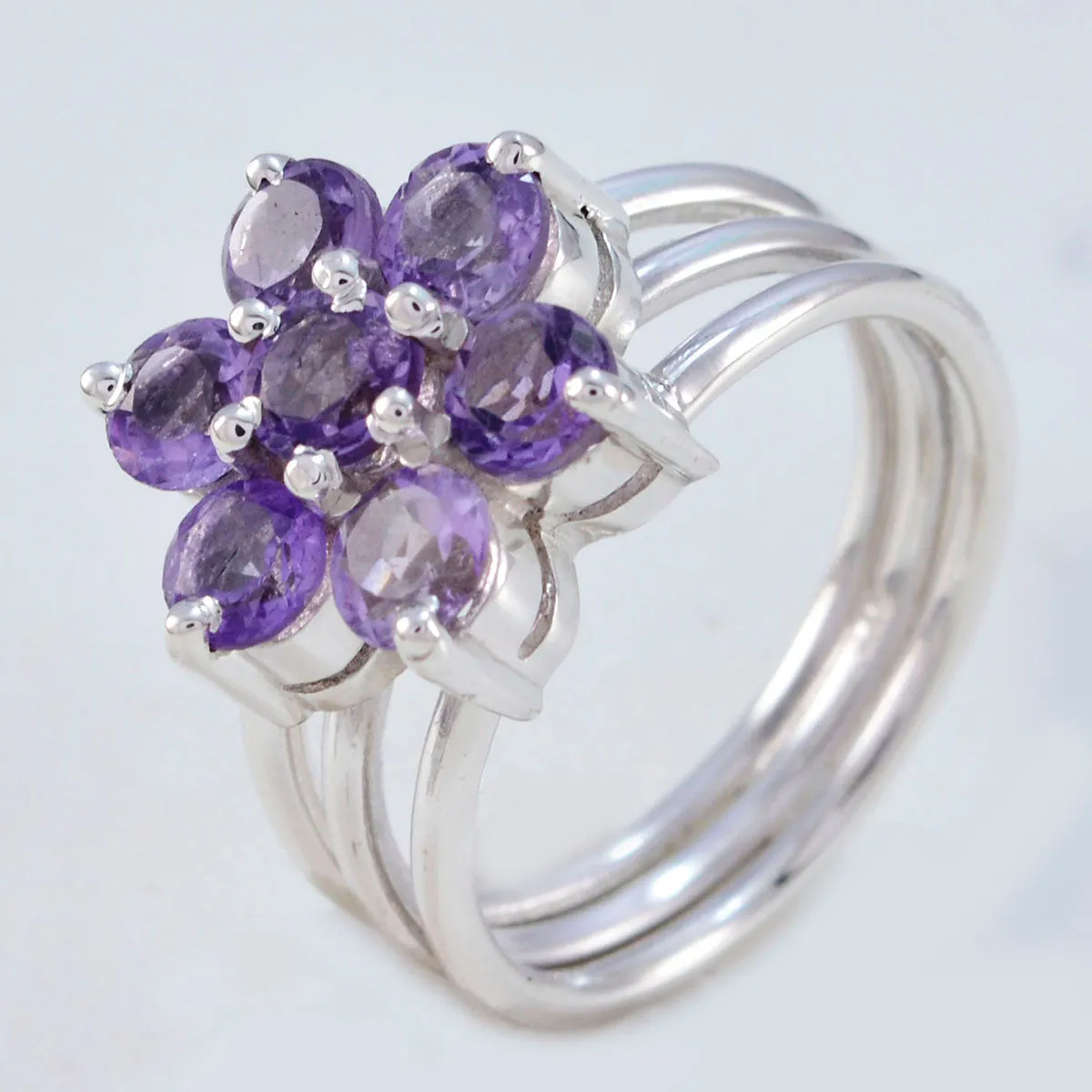 Riyo Charming Gemstone Amethyst Silver Rings Famous Jewelry Brands