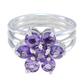 Riyo Charming Gemstone Amethyst Silver Rings Famous Jewelry Brands