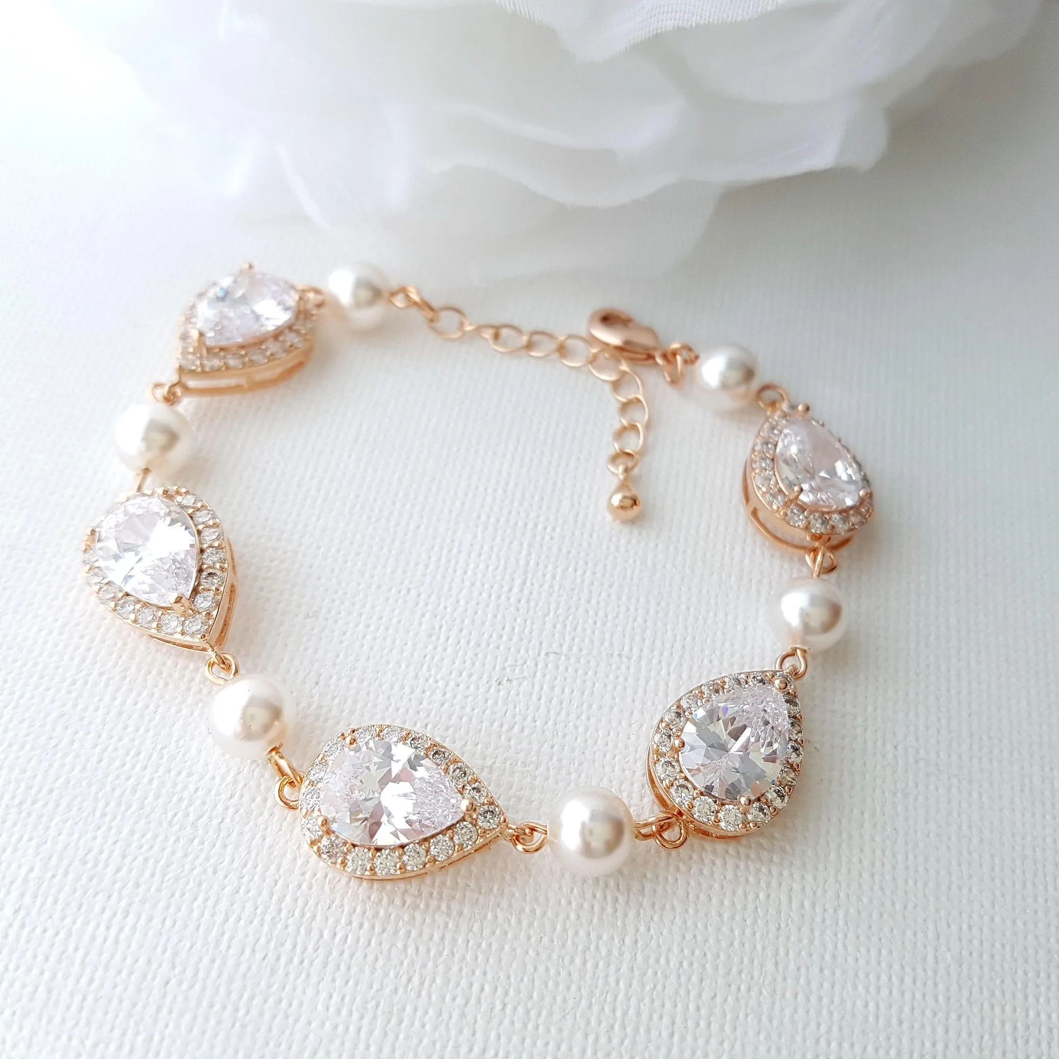 Rose Gold & Pearl Bracelet-Emma