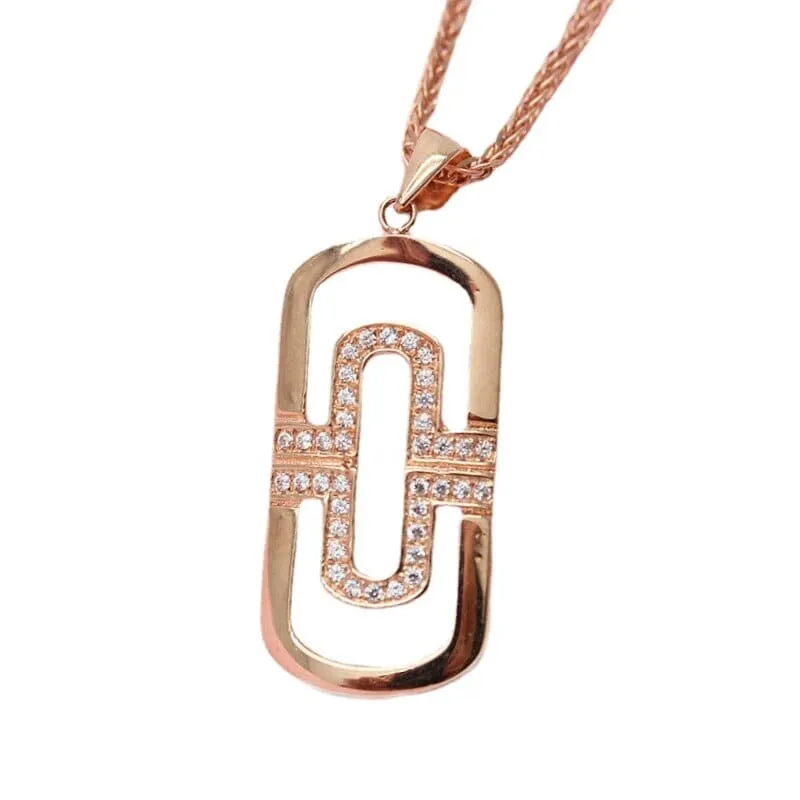 Rose Gold Hollow Geometric Pendant Necklace