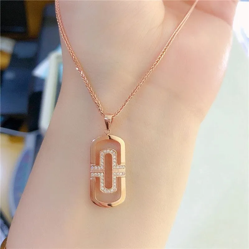 Rose Gold Hollow Geometric Pendant Necklace