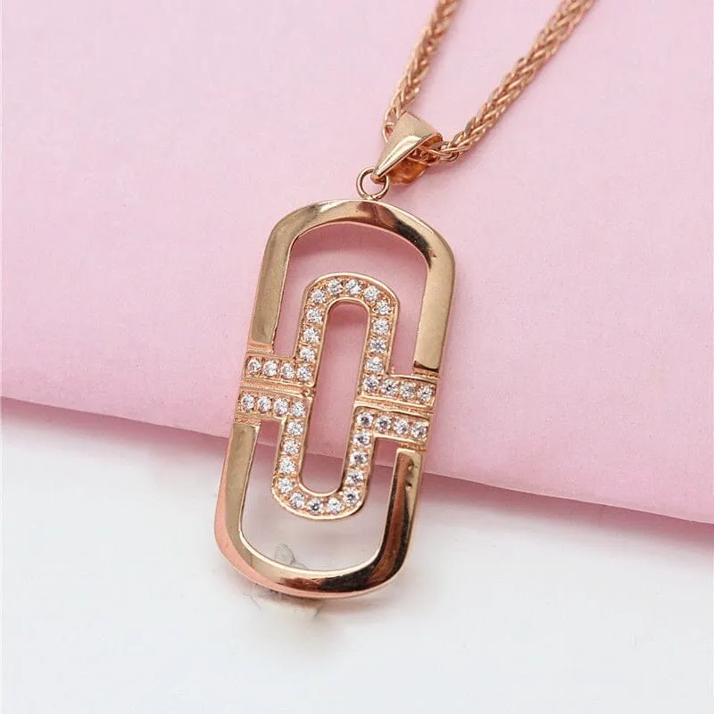 Rose Gold Hollow Geometric Pendant Necklace