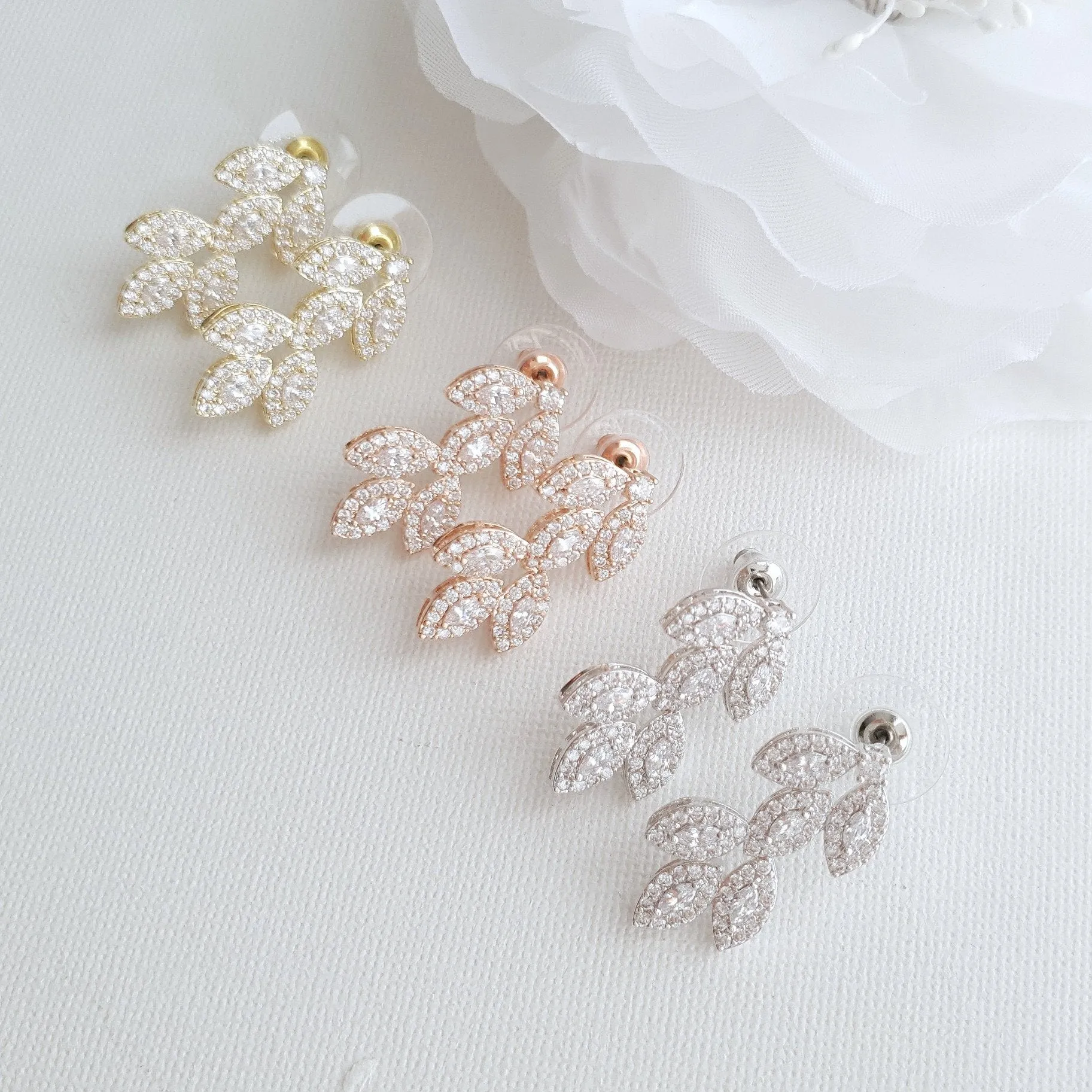 Rose Gold Leaf Earrings Studs- Abby